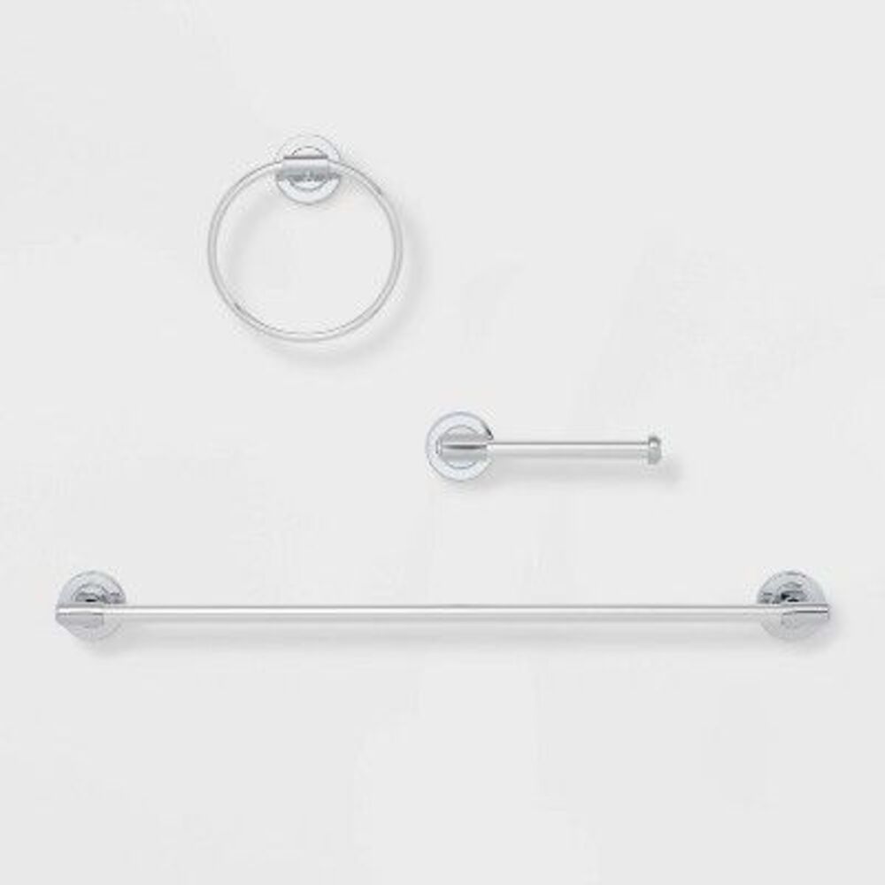 Threshold 3-Piece Chrome Bath Hardware Set SnapGrip Durable Finish